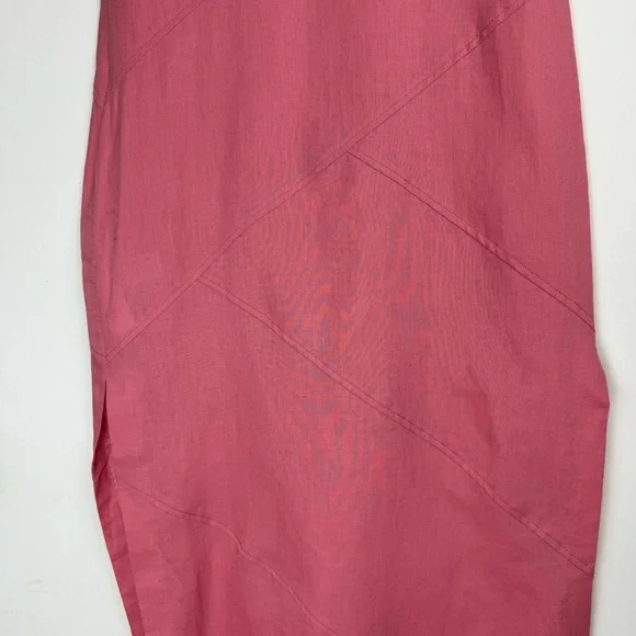 NWT Zara Pink Linen Blend Midi Dress Sz Small Side Slits Boho Chic - Picture 12 of 16